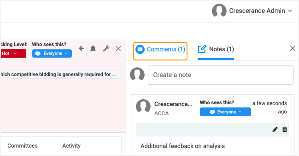 Click on Comments (1)