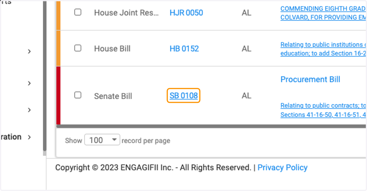 Click on the bill you need