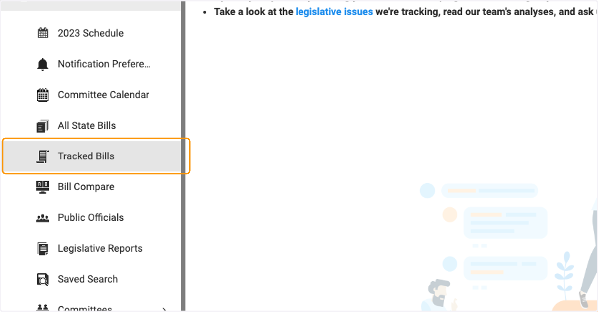 Click on Tracked Bills