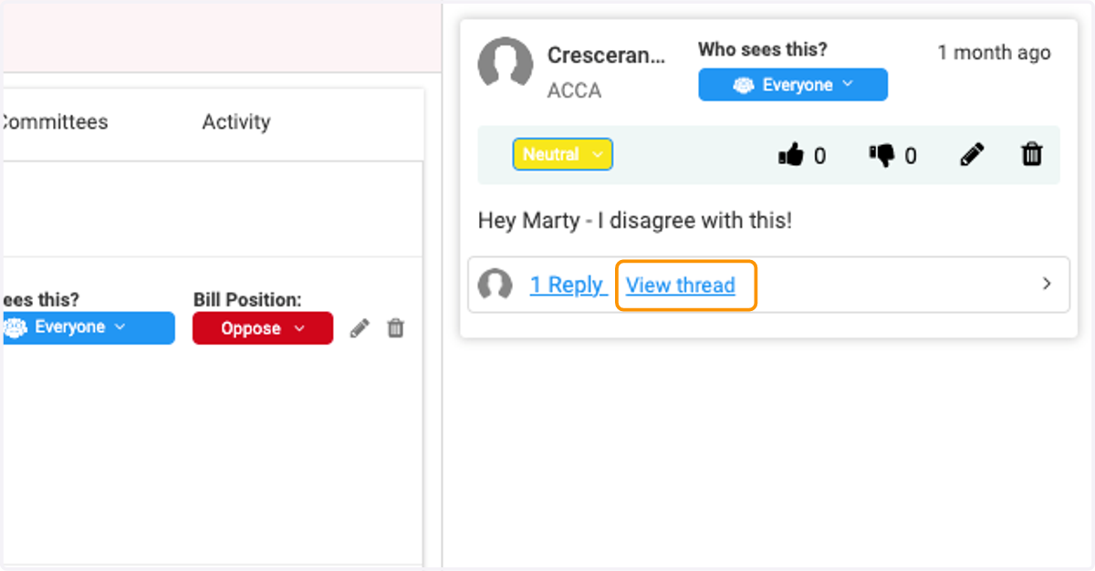You can view the reply thread