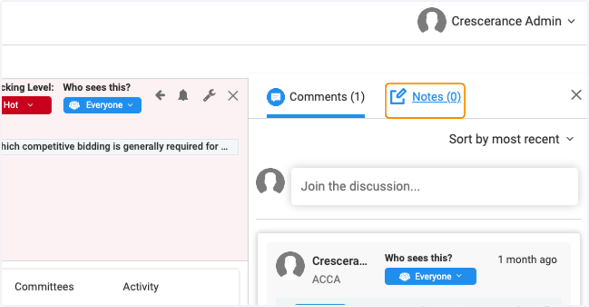 Click on Notes