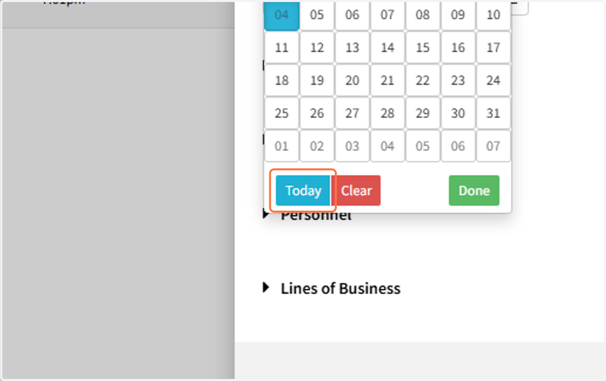 Under In-Force Date, select Today