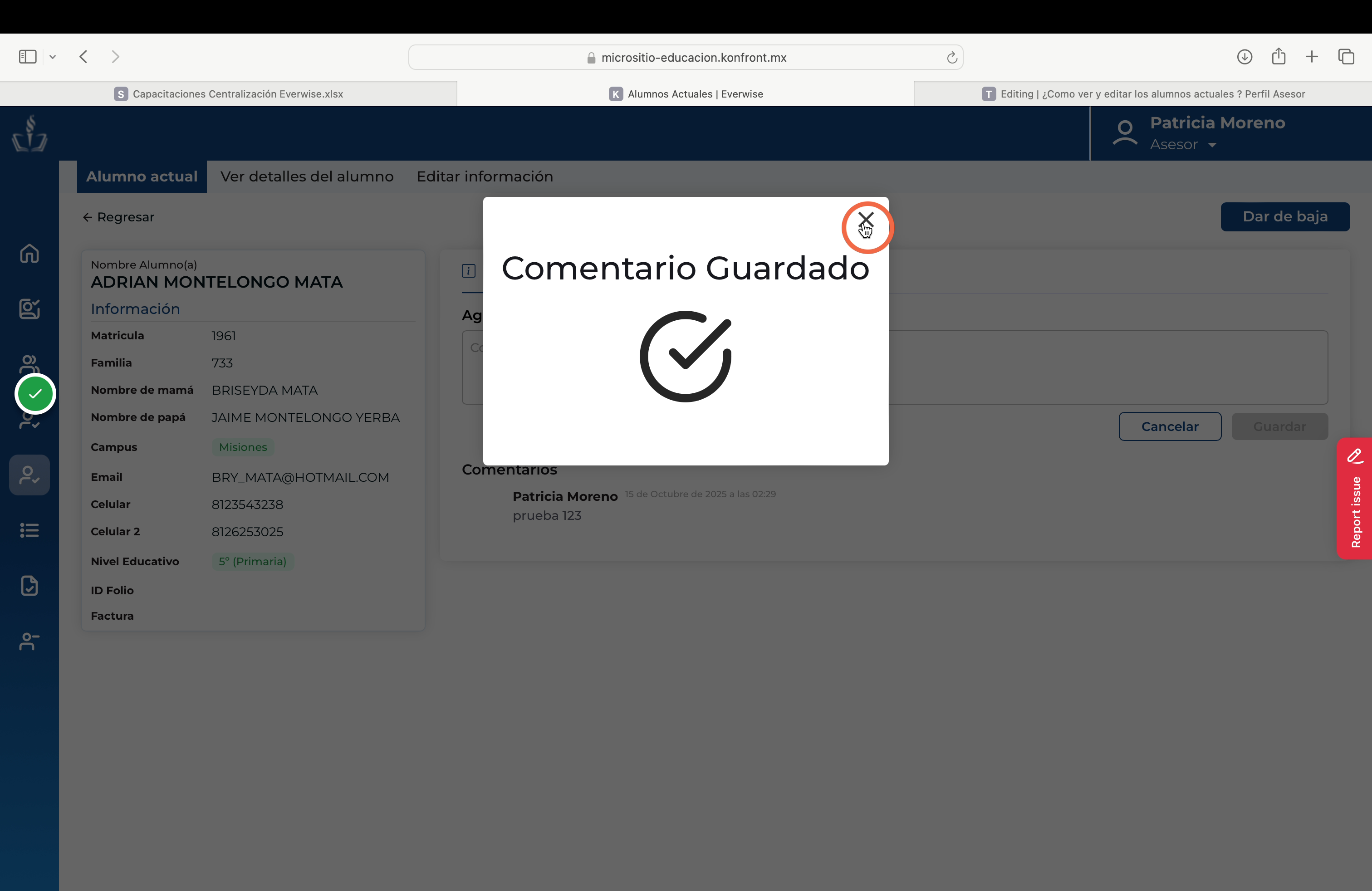 Mensaje de Confirmación