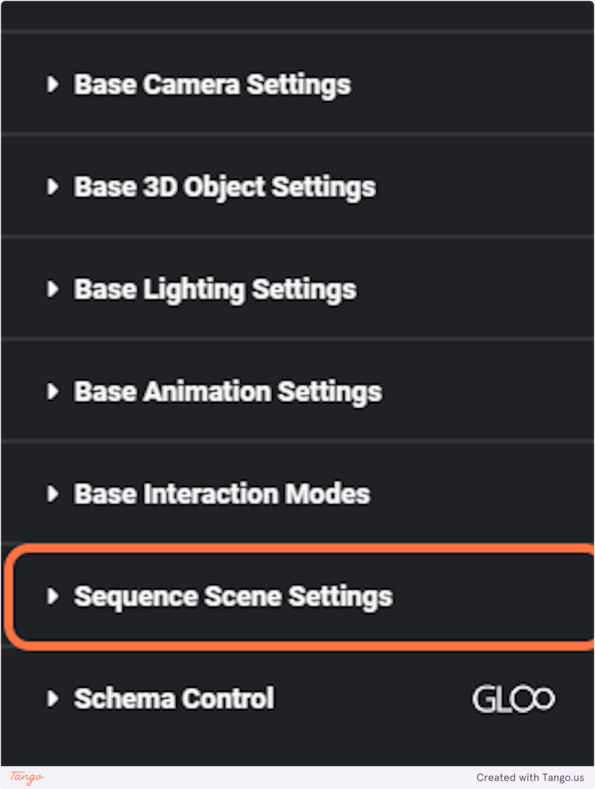 Click on sequence scene settings