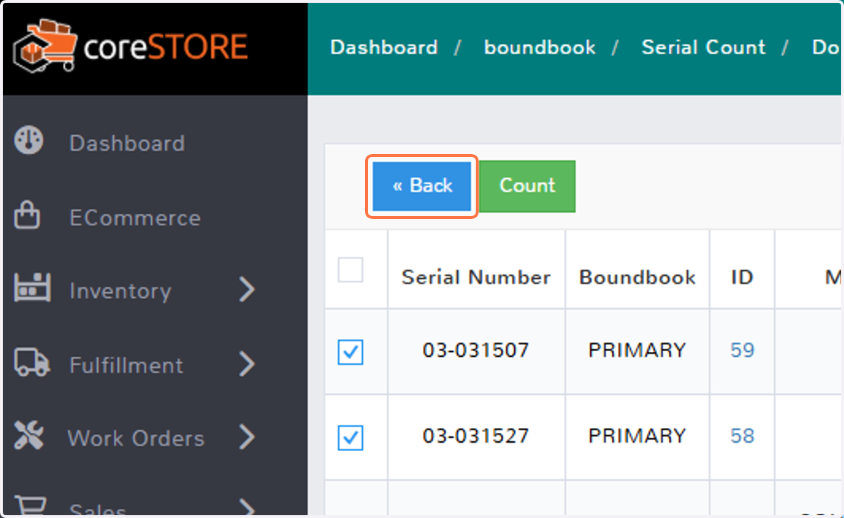 Return to Count Screen