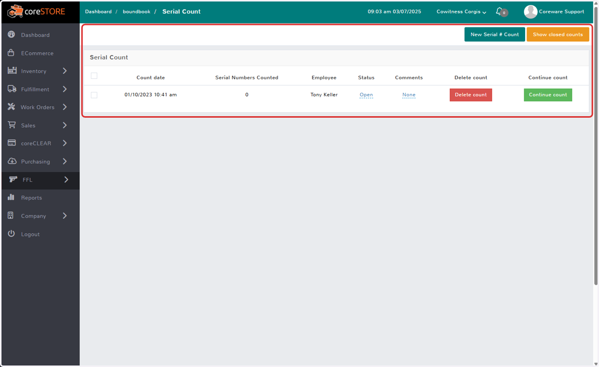 Serial Count Dashboard