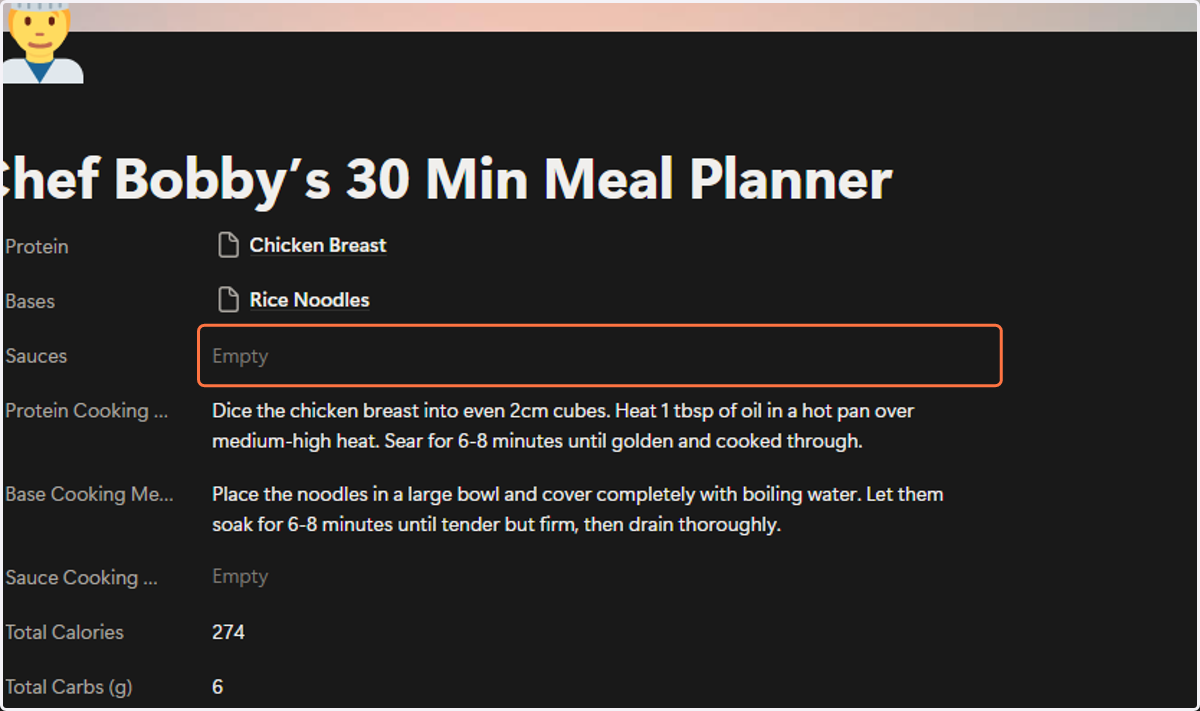 Click on Empty next to sauces.
