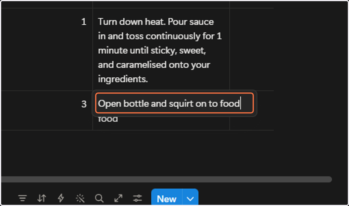 Type Open bottle and squirt on to food
