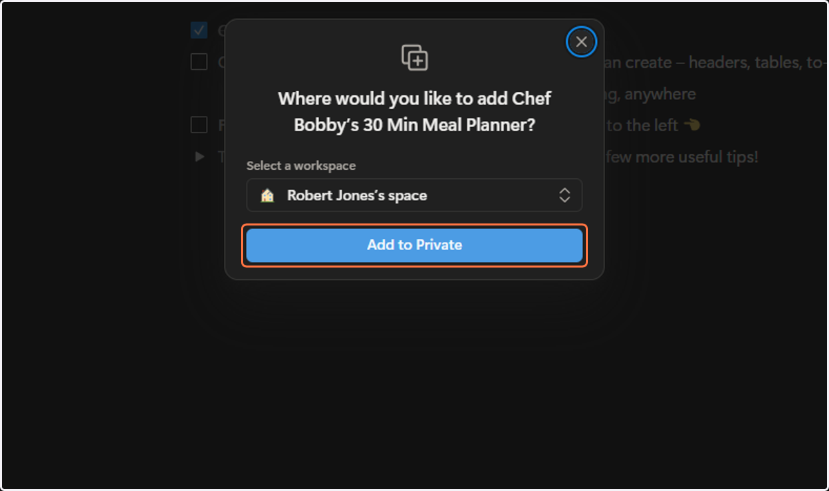 Click on Add to Private
