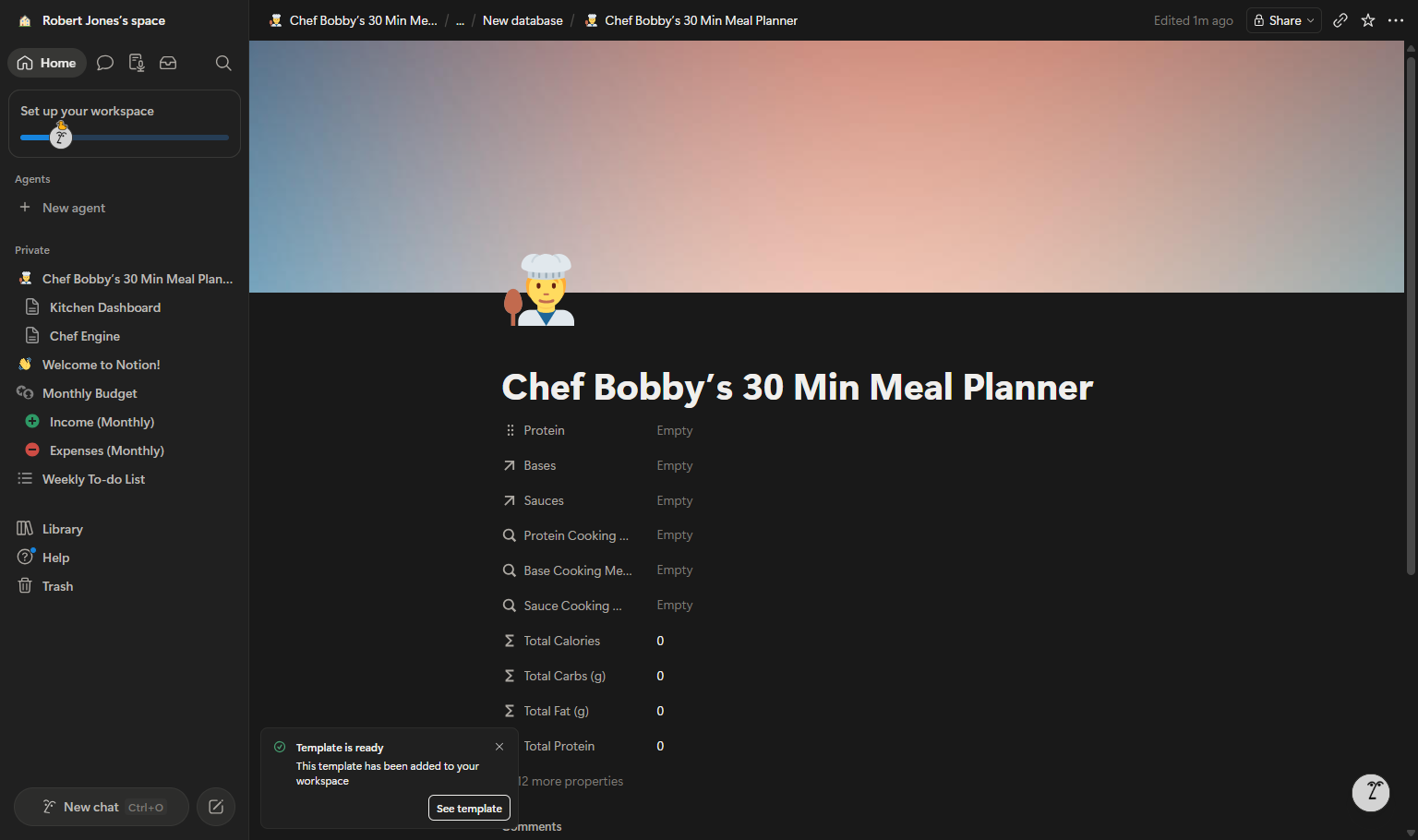 Click on Empty to select a protein from the list of proteins from the Kitchen Engine