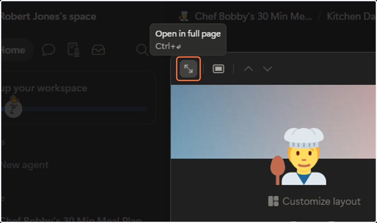 Click on Open in full page