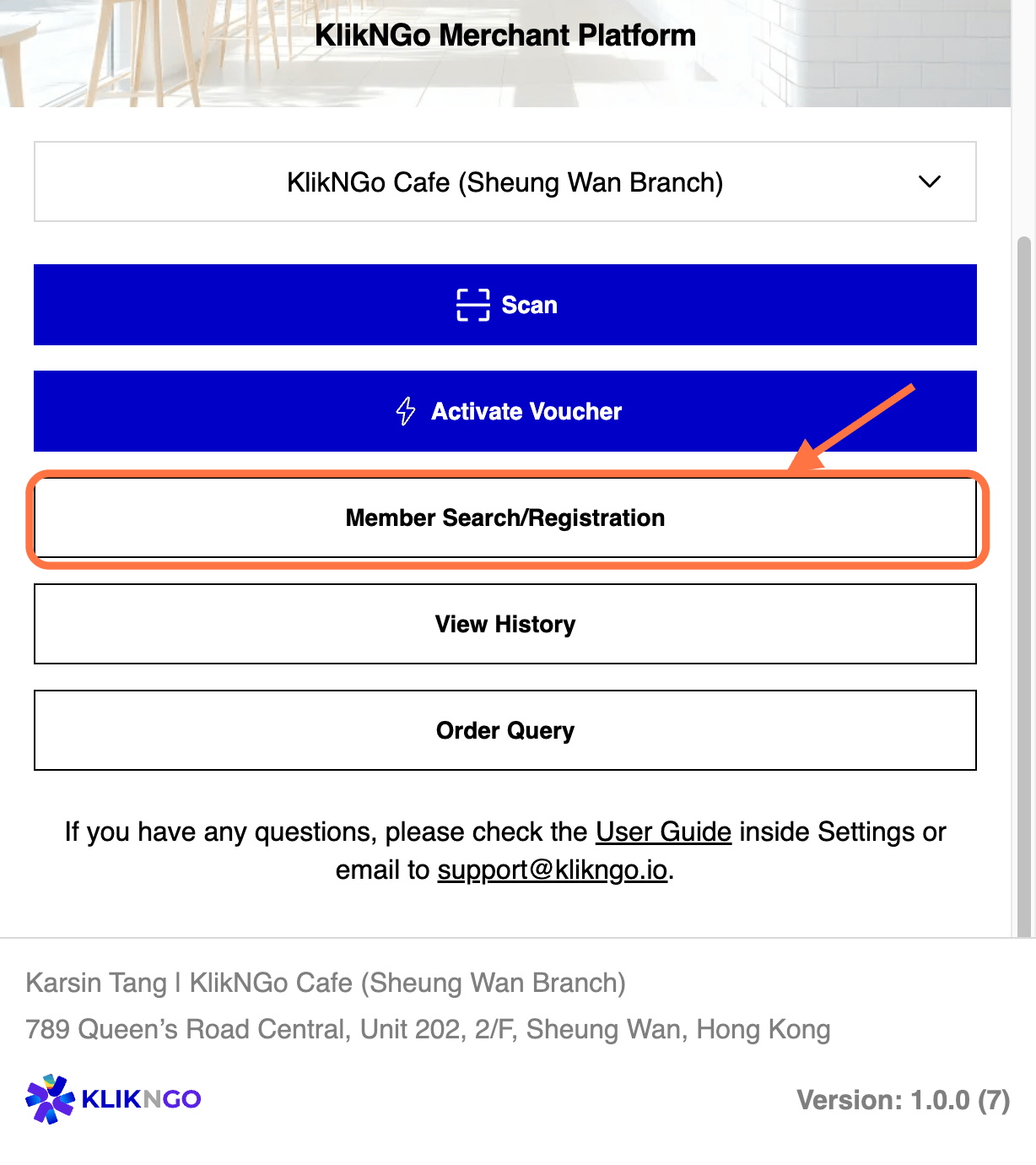 Click on Member Search/Registration