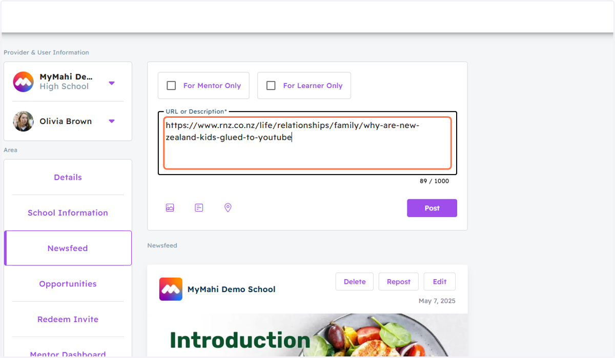 Type Your Text or Paste Links into the Text Field