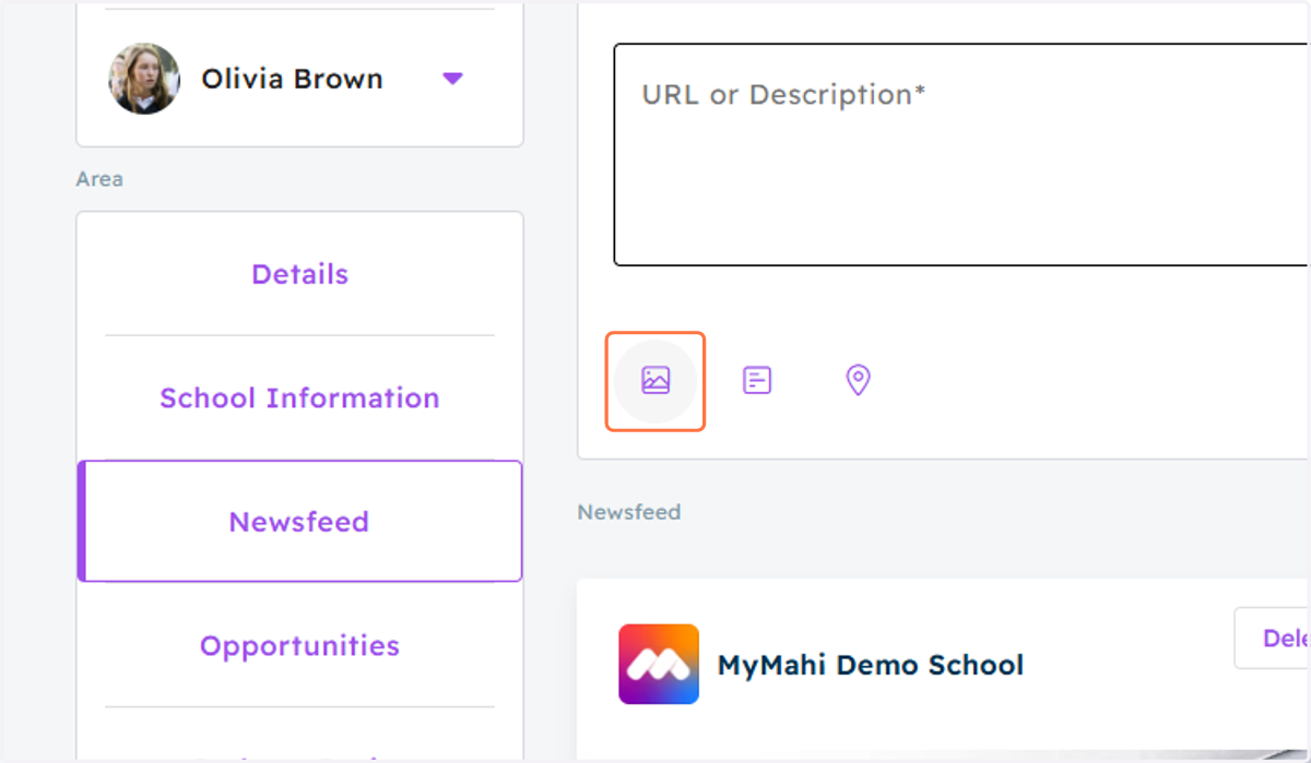 Click on the first Icon for adding an Image