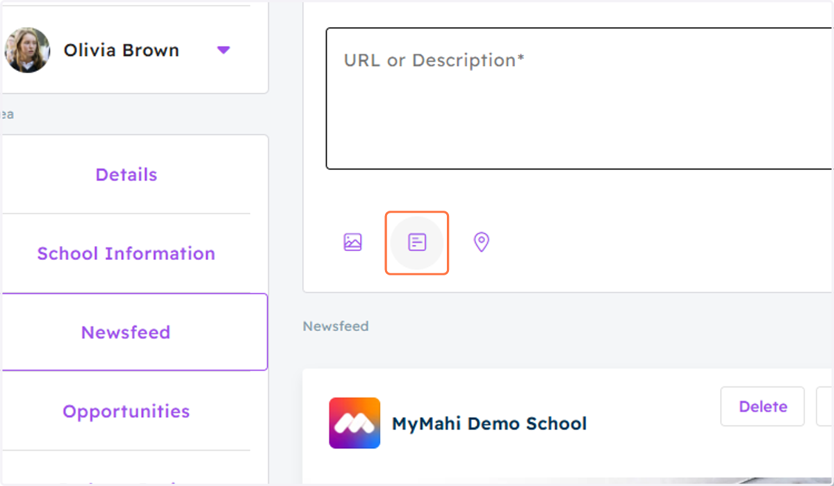 Click on the Second Icon for adding a Poll