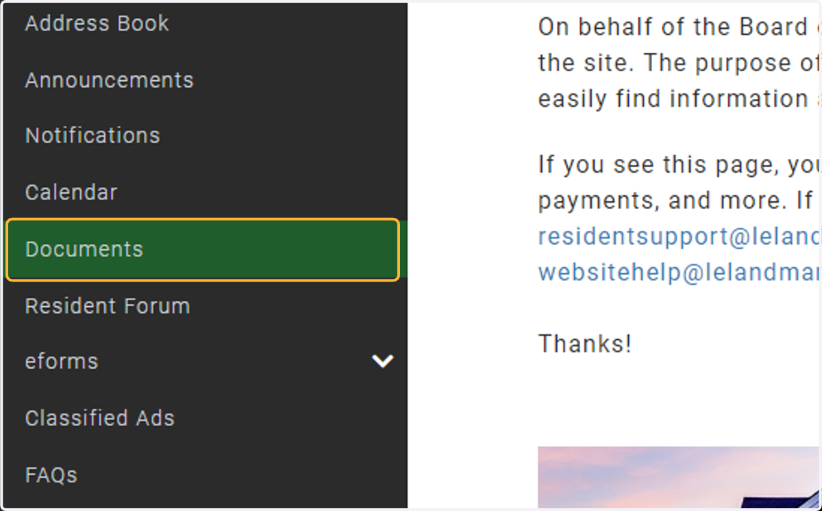 in the menu, select Documents