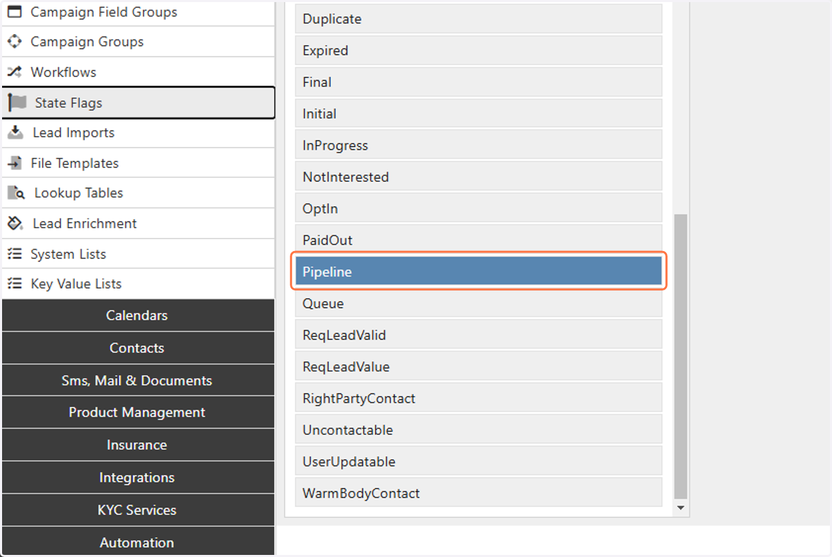 Click on the State Flag you want to add Lead States to