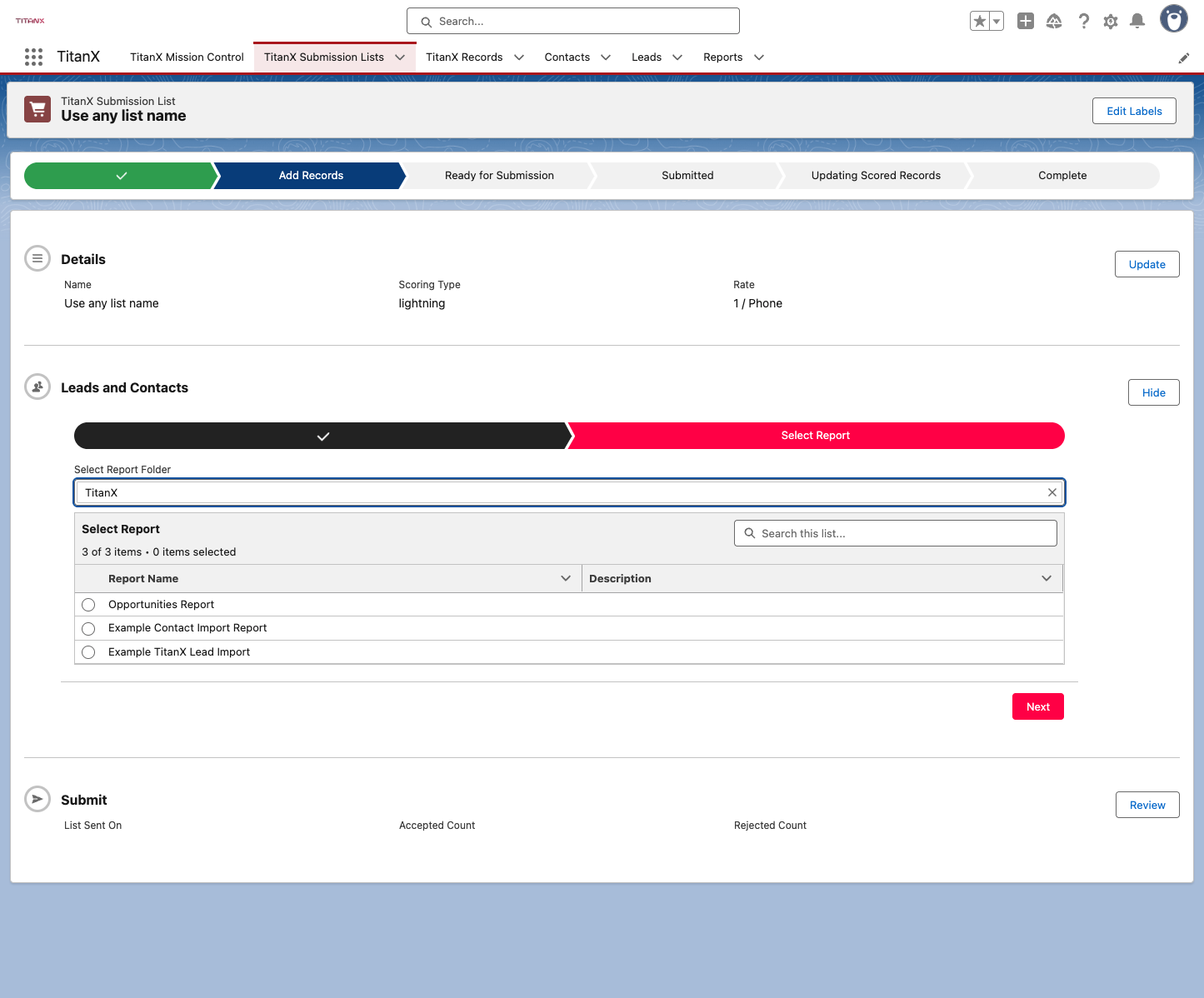 Click on Select Report Folder