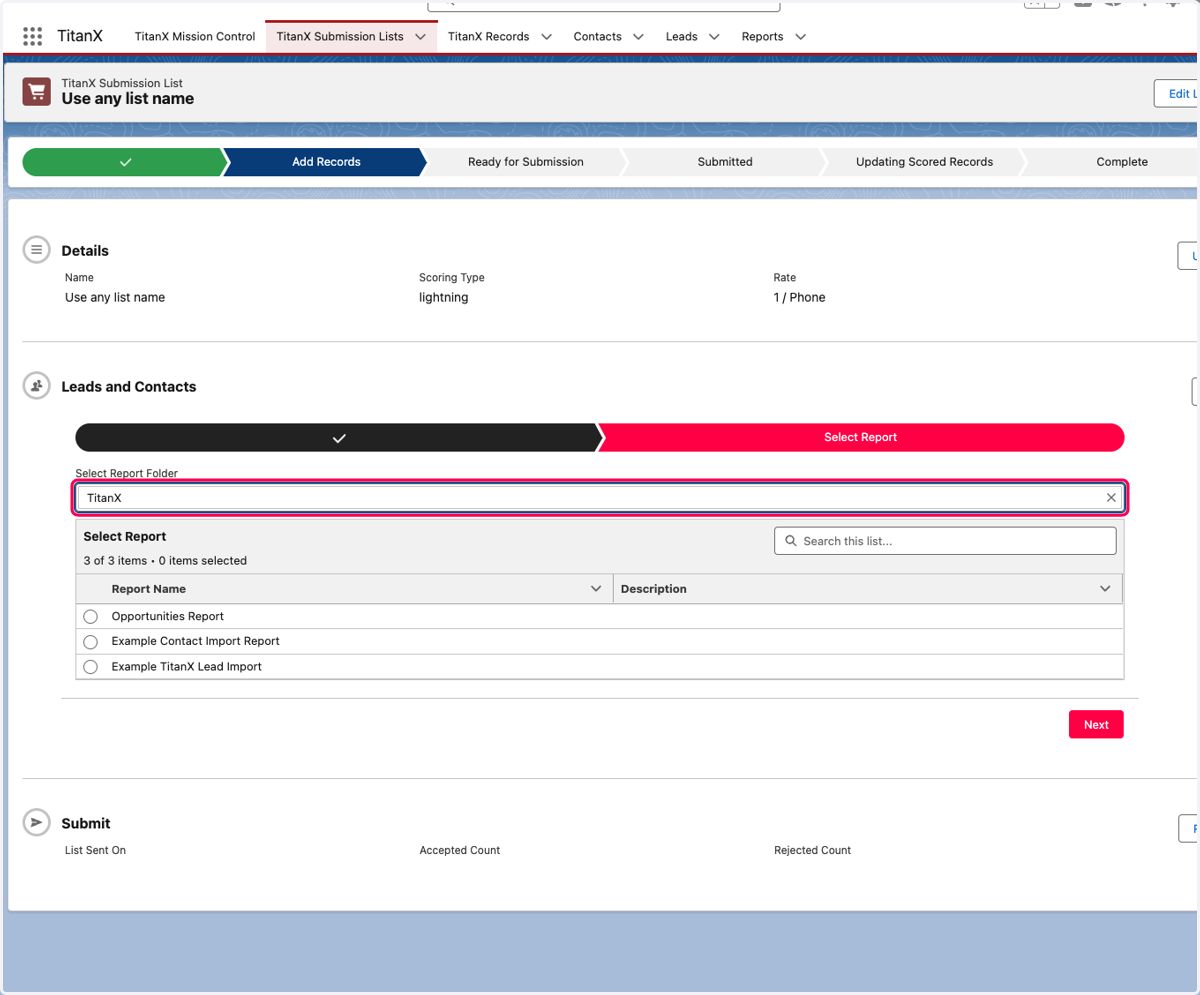 Click on Select Report Folder