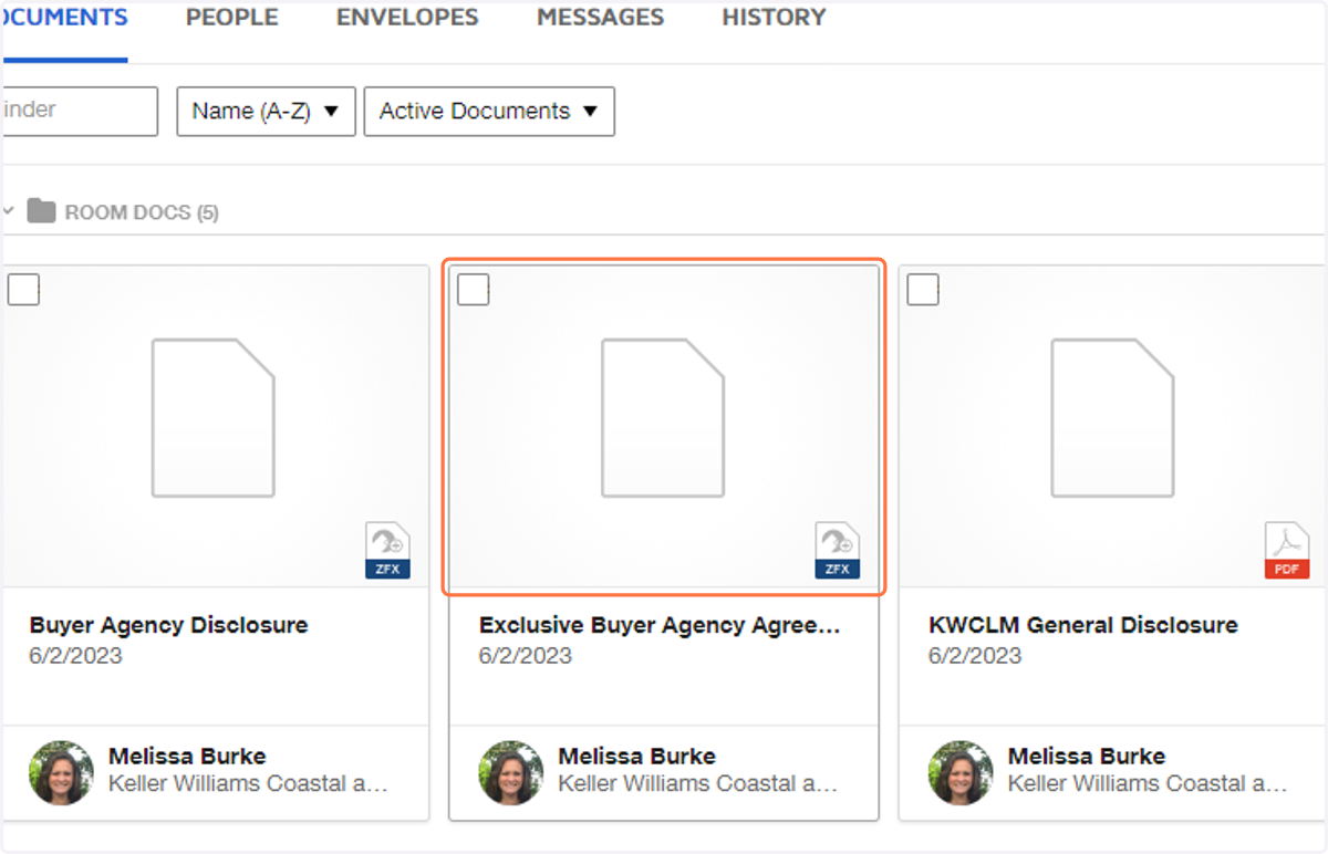 Select each form that you'd like to complete as you normally would with the DocuSign Forms. (Fields that were completed in your templates, like the Brokerage name/address should be completed if they were in your template)