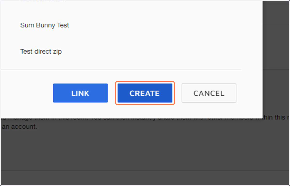 Click on CREATE on the Pop-up Box
