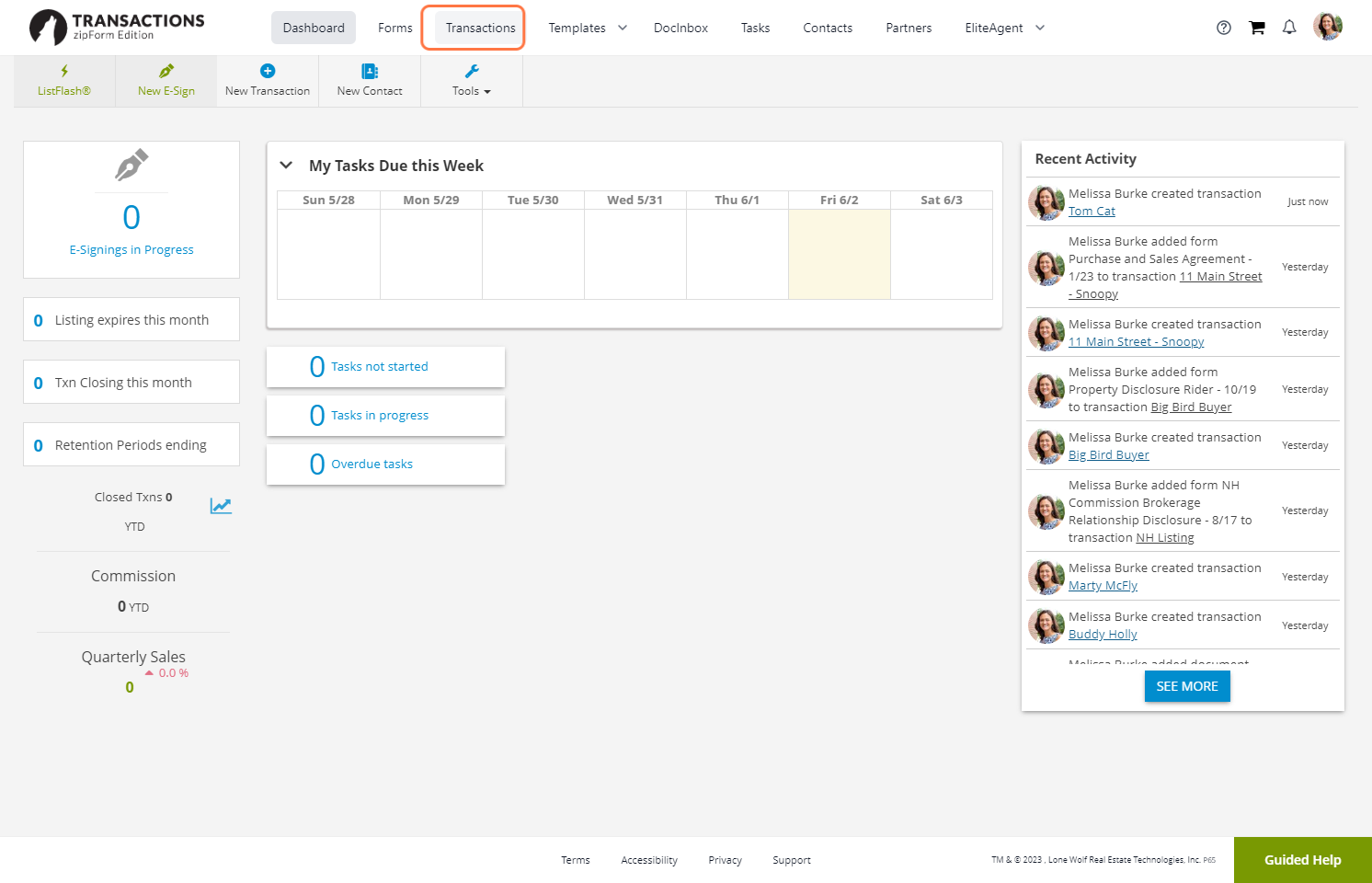 Click on Transactions