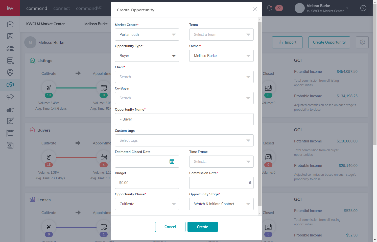 Search for the client OR enter the client