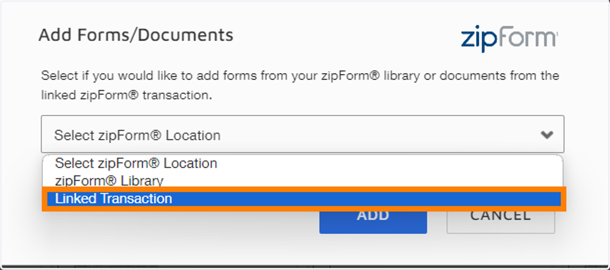 IF you have setup your zipForm Templates to "Automatically apply this template to transaction". You don't even need to log into zipForm! Click Linked Transaction.