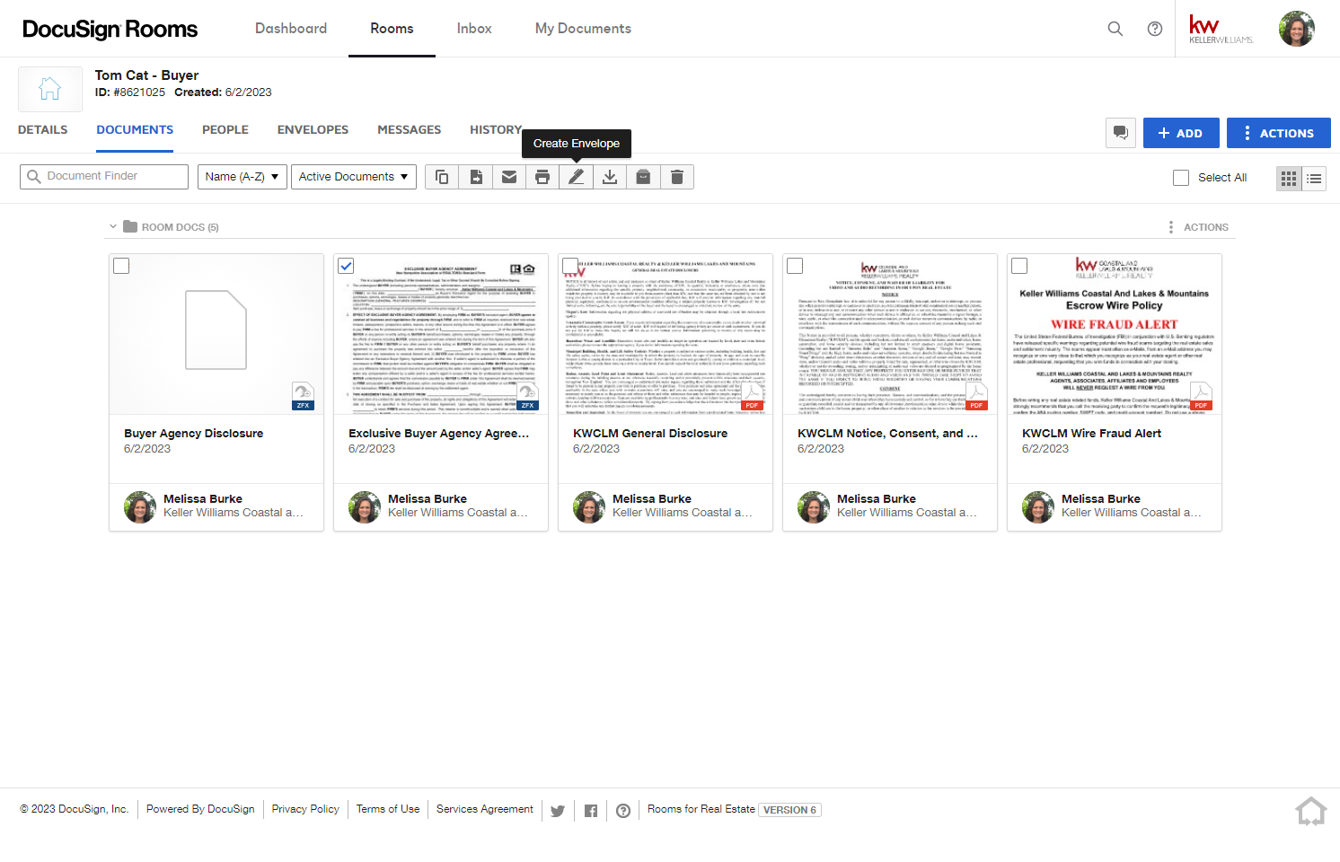 Click on Create Envelope