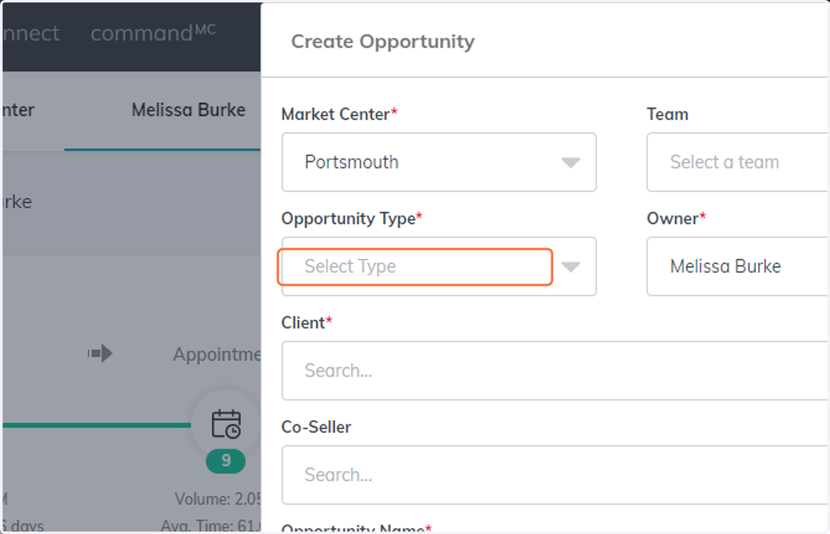 Click on Select Opportunity Type