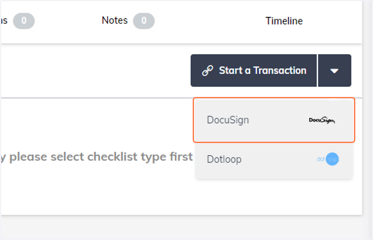 If you have more than one signing platform connected to Command, you may need to select DocuSign.