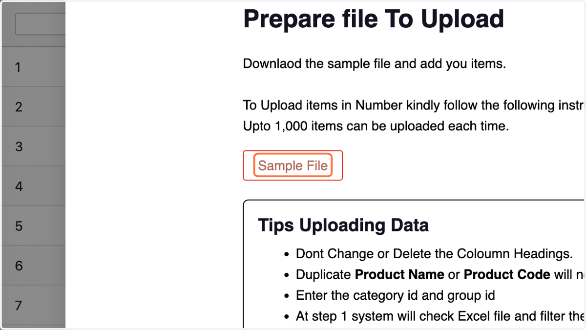 Click on Sample File