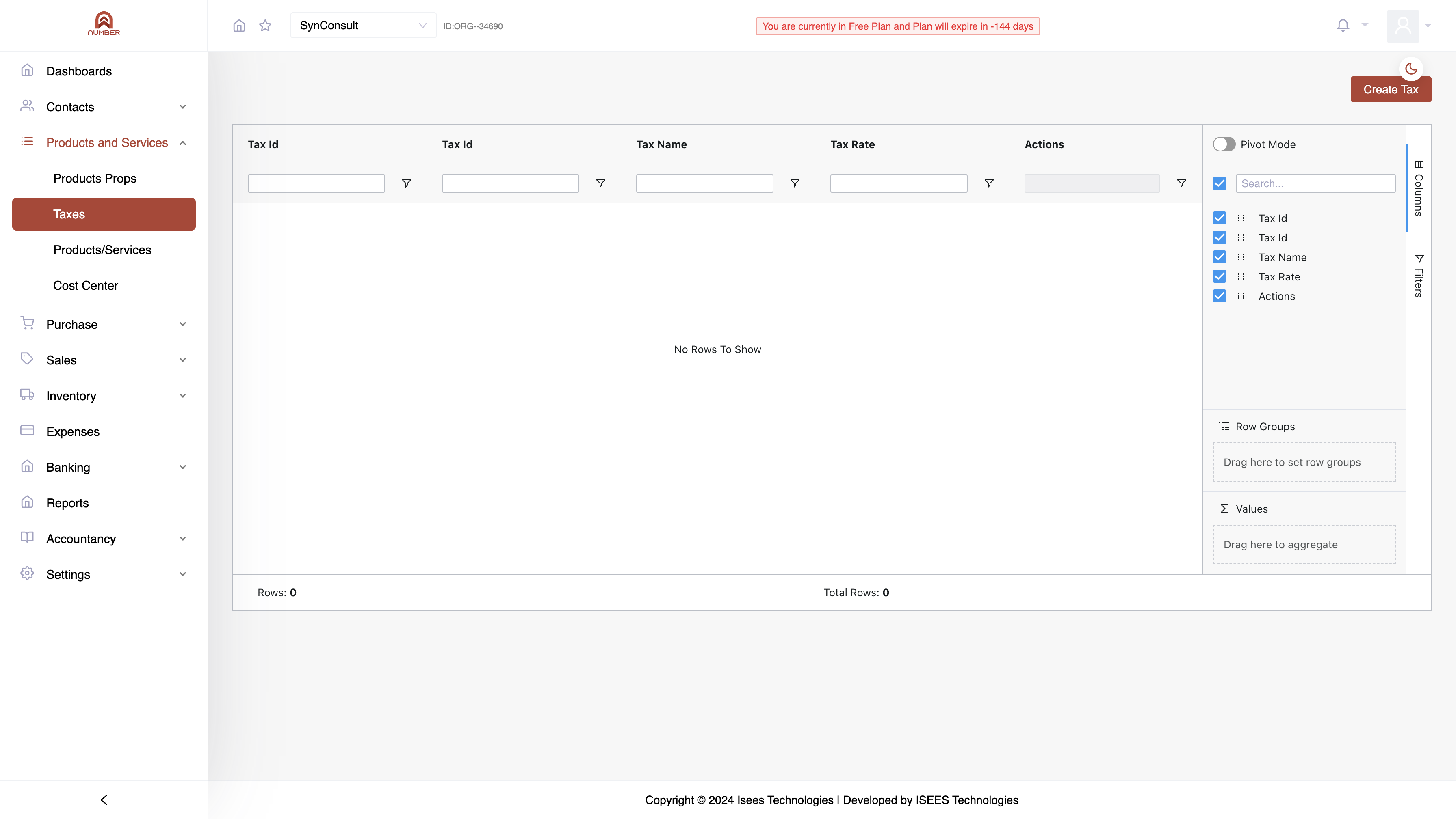 Click on Create Tax