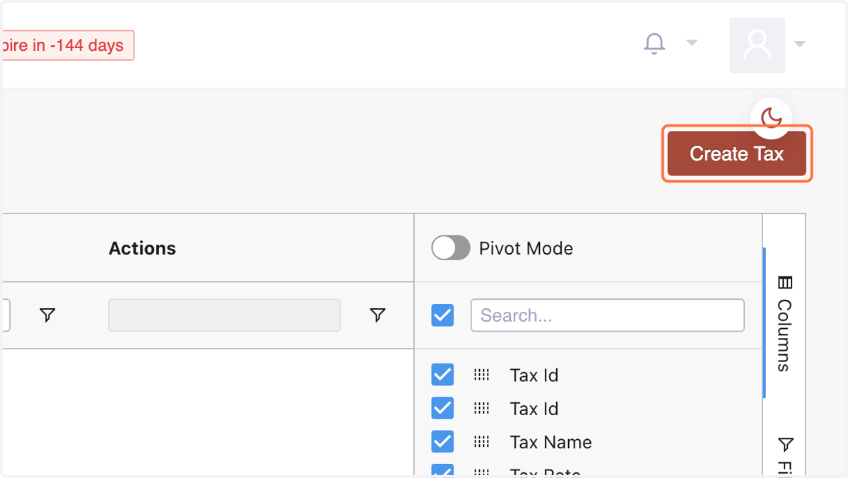 Click on Create Tax