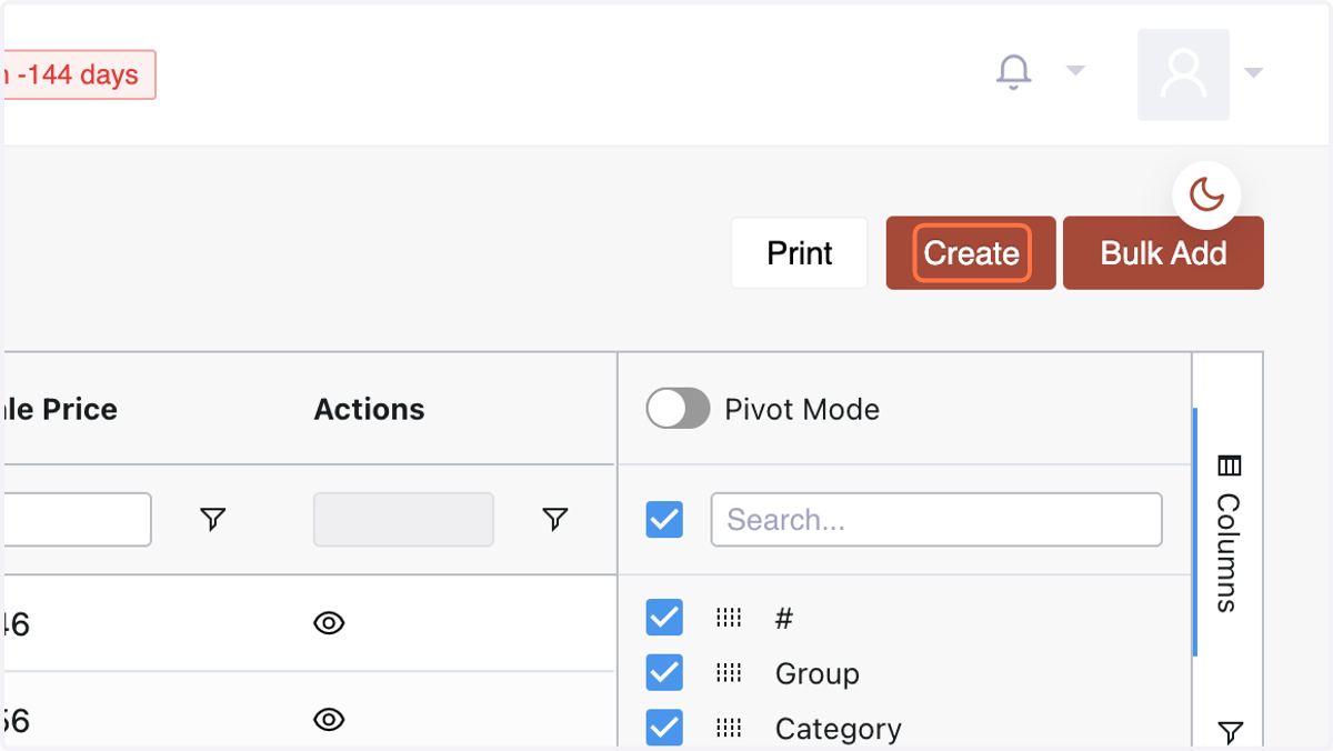 b. Click "Create" and fill in accurate product information:
