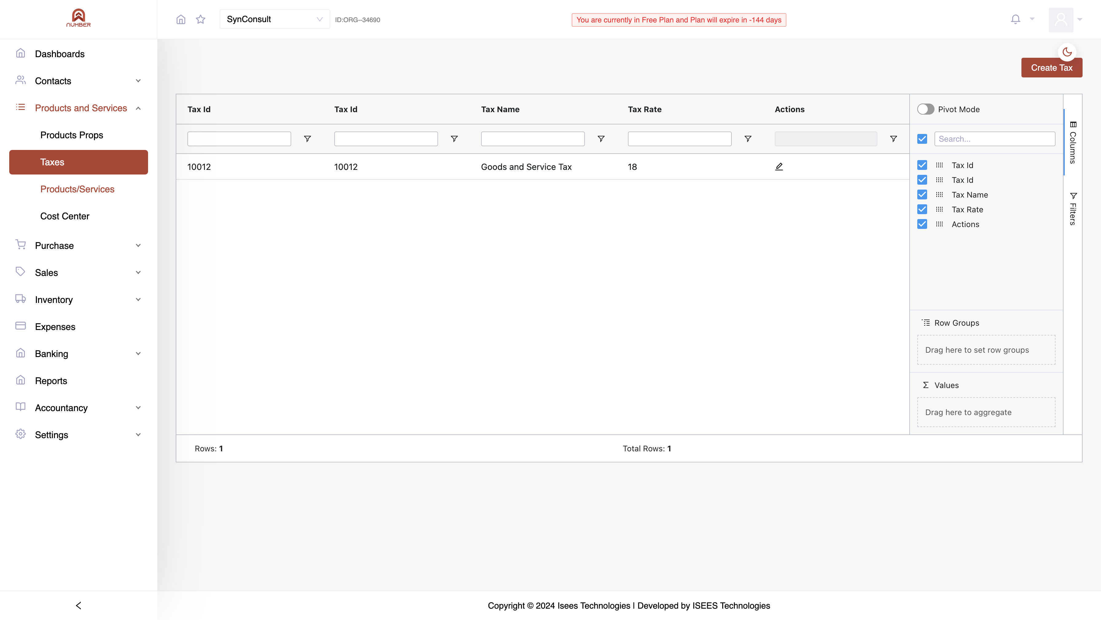 Access "Products/Services" under the Products & Services menu.