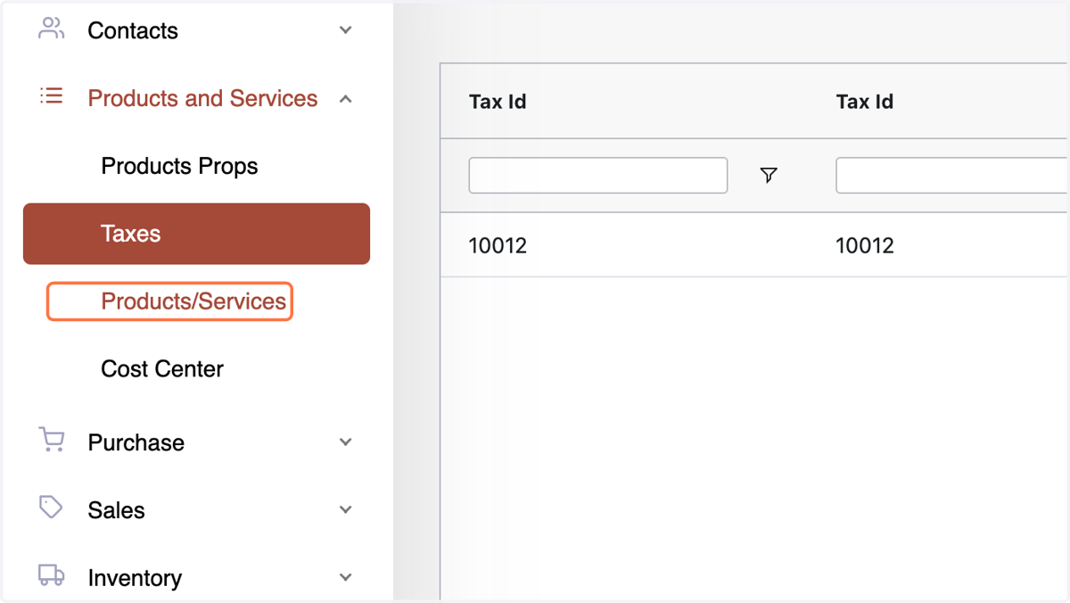 Access "Products/Services" under the Products & Services menu.