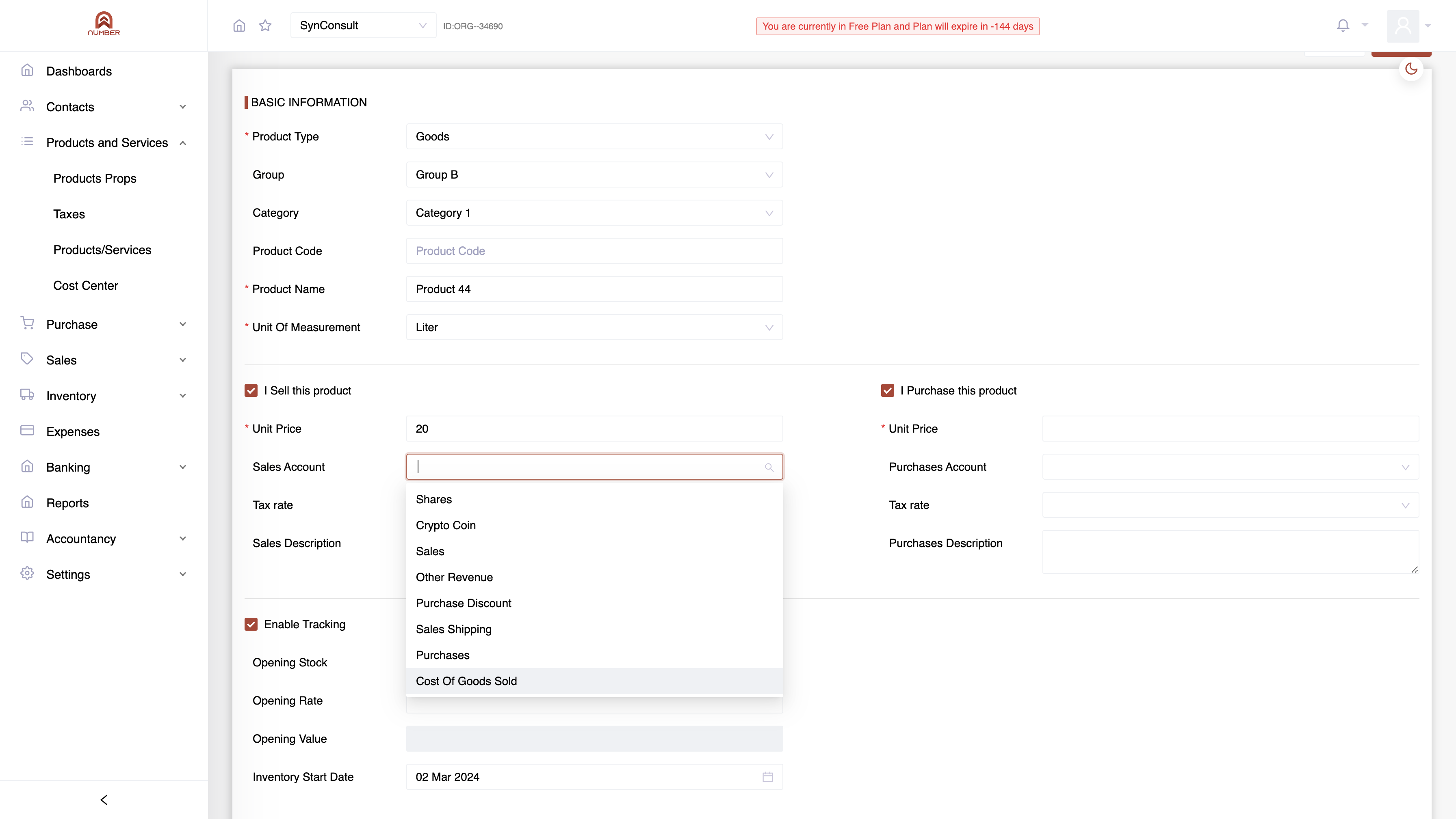 Assign a Sales Account