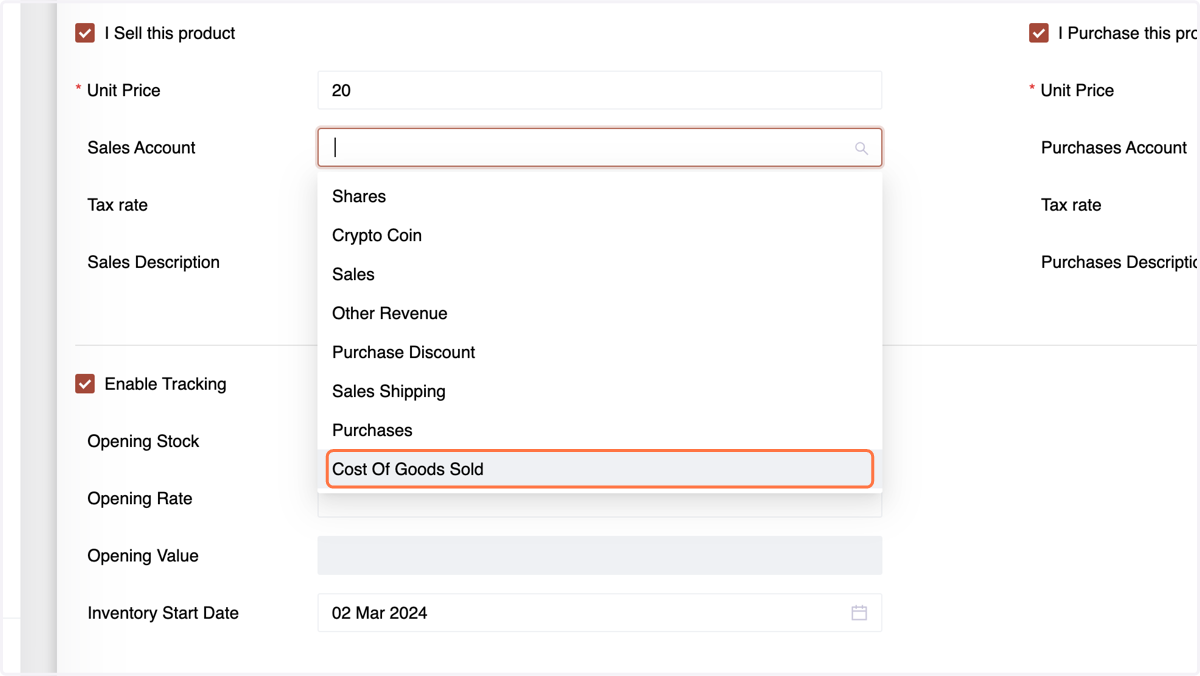Assign a Sales Account