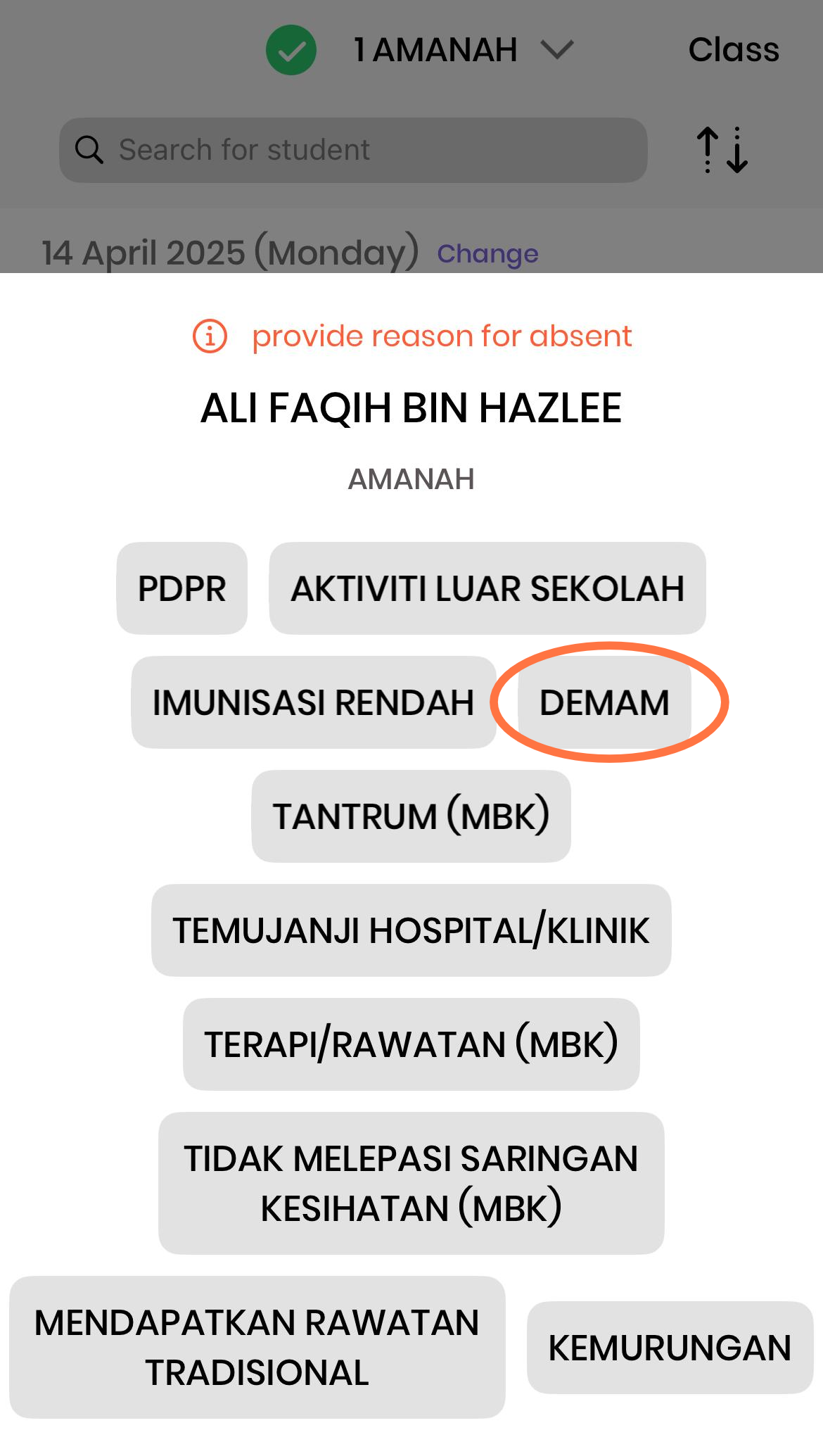 KLIK SEBAB KETIDAKHADIRAN PELAJAR.
