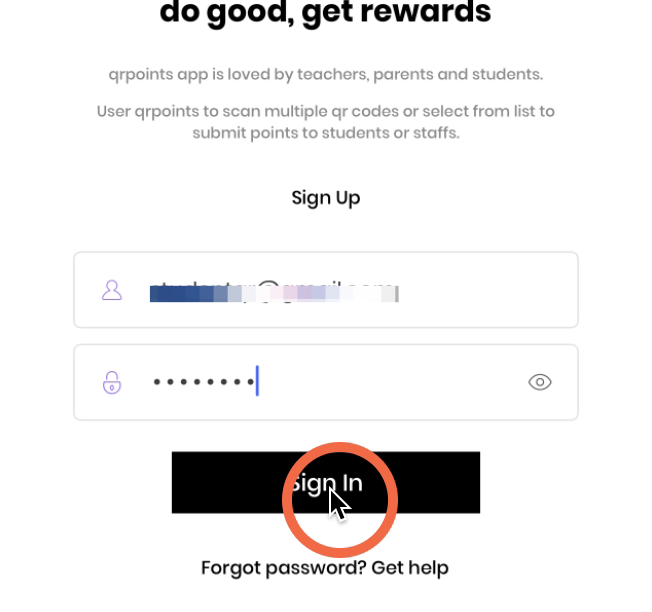 LOGIN DI APLIKASI STUDENTQR MENGGUNAKAN E-MEL DELIMA DAN KATA LALUAN STUDENTQR KEMUDIAN KLIK 'SIGN IN'.