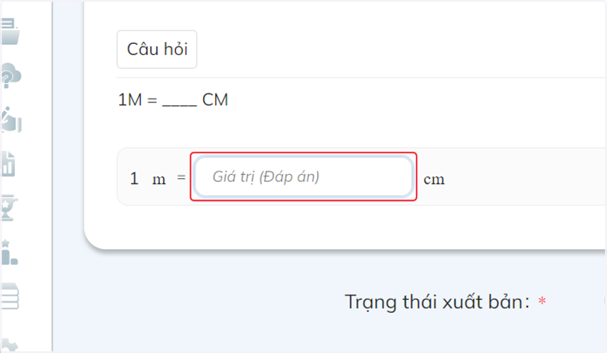 Nhập thử câu trả lời vào ô trống