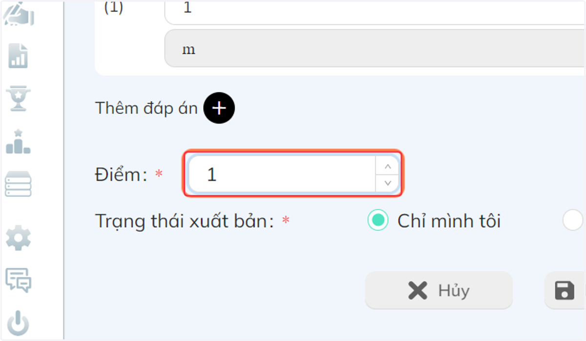 Tại khung "Điểm", nhập điểm