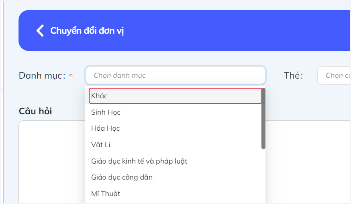 Nhấn chọn môn học