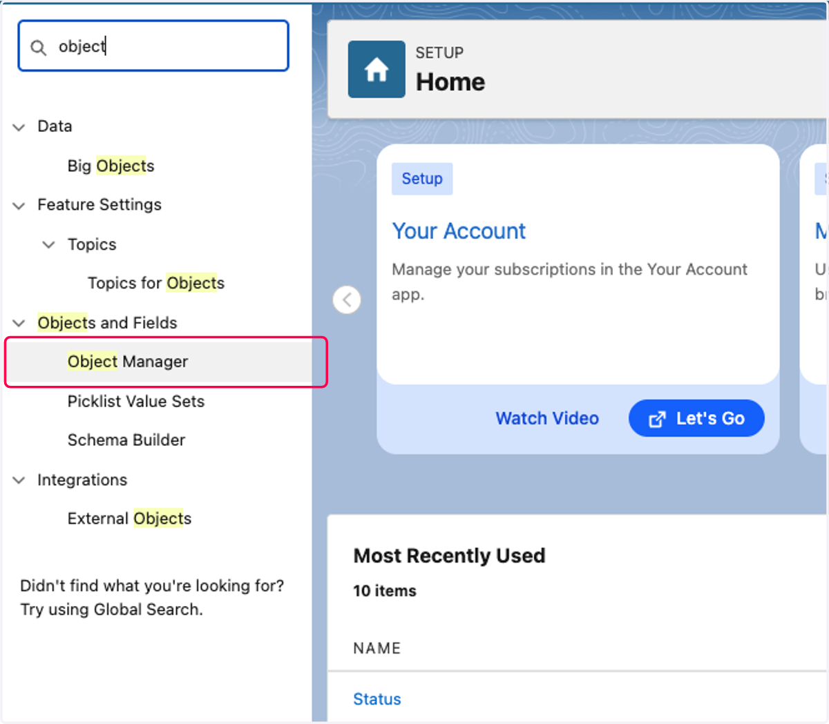 Click on Object Manager