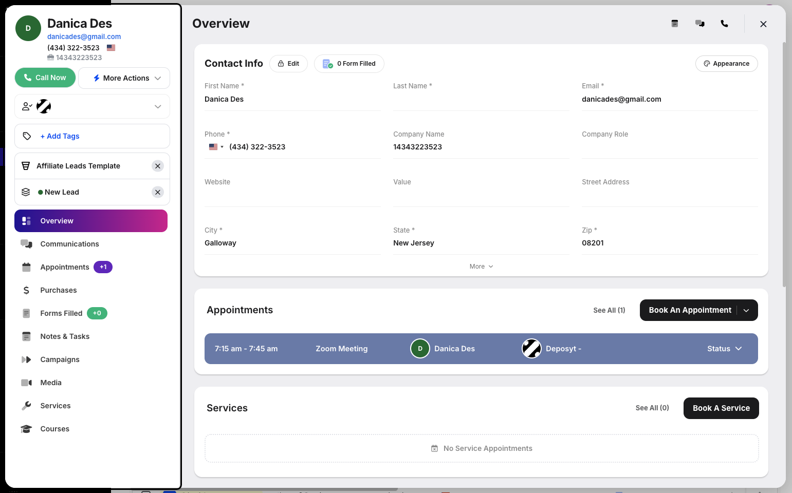 Step 3: The Customer Modal will appear.