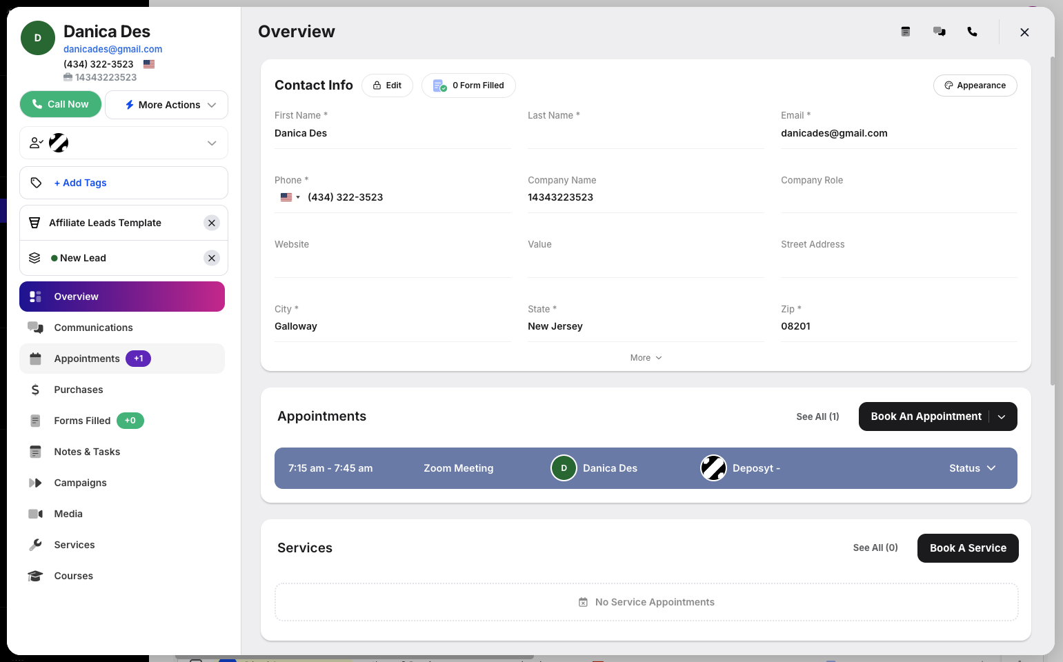 Step 4: Click the Appointments tab under the Communications tab.