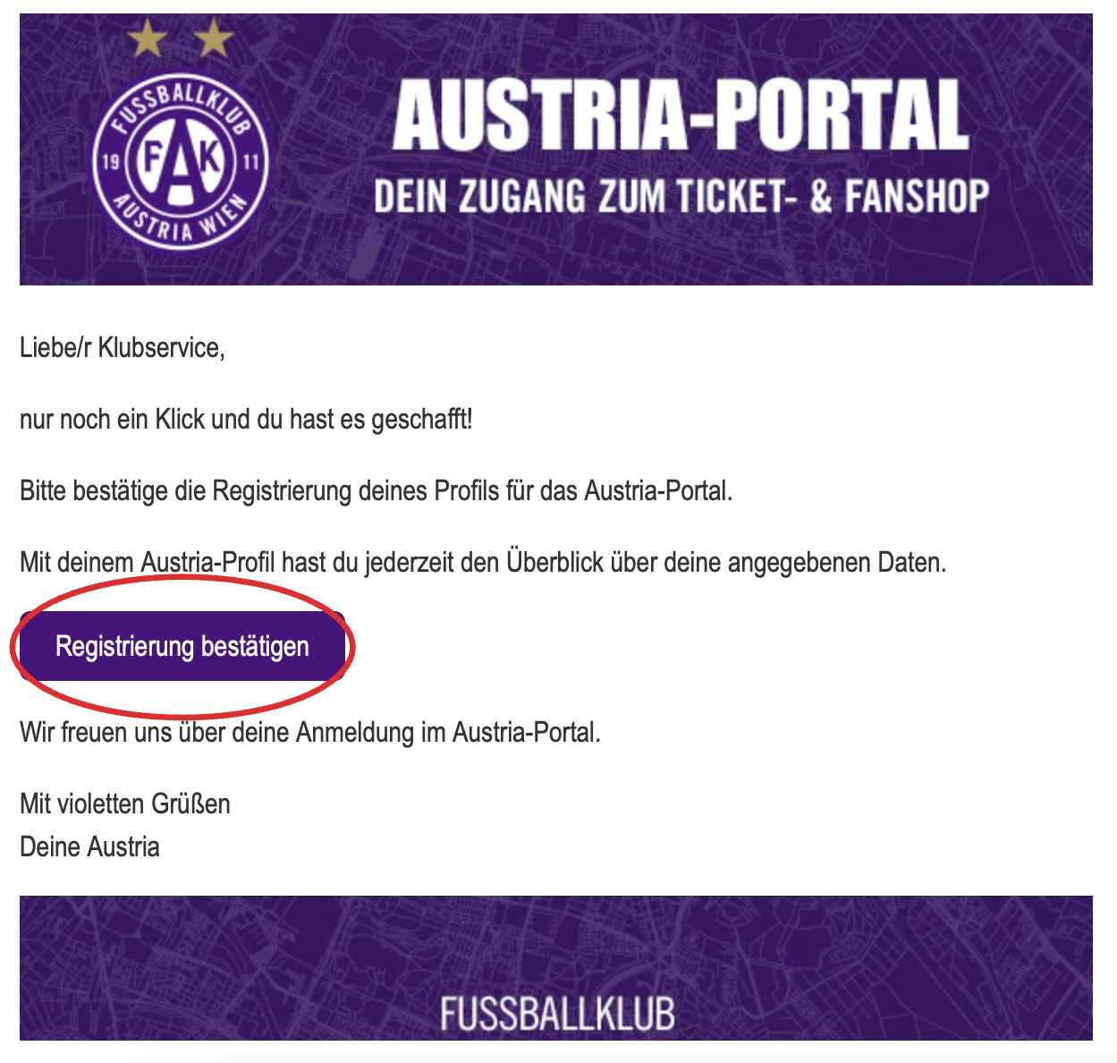 Bestätige in der Folge Deine Registrierung via E-Mail