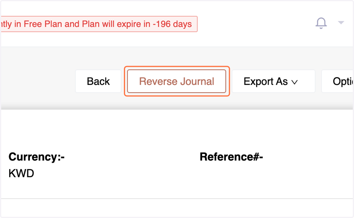 and click on "Reverse Journal."
