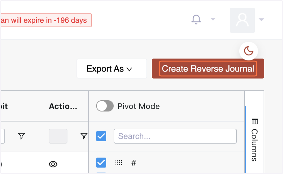 Click on "Create Reverse Journal."